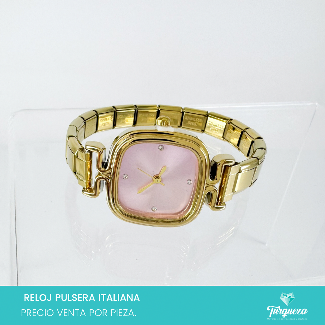 Reloj Pulsera Tipo Italiana (Caratula + 14 charms) Acero Inoxidable