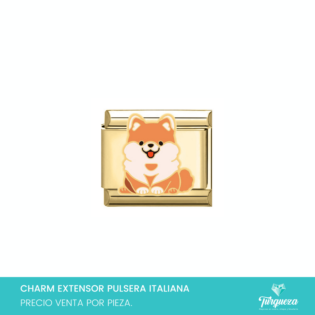Dije Charm Perrito para Pulsera Tipo Italiana Dorado Acero Inoxidable