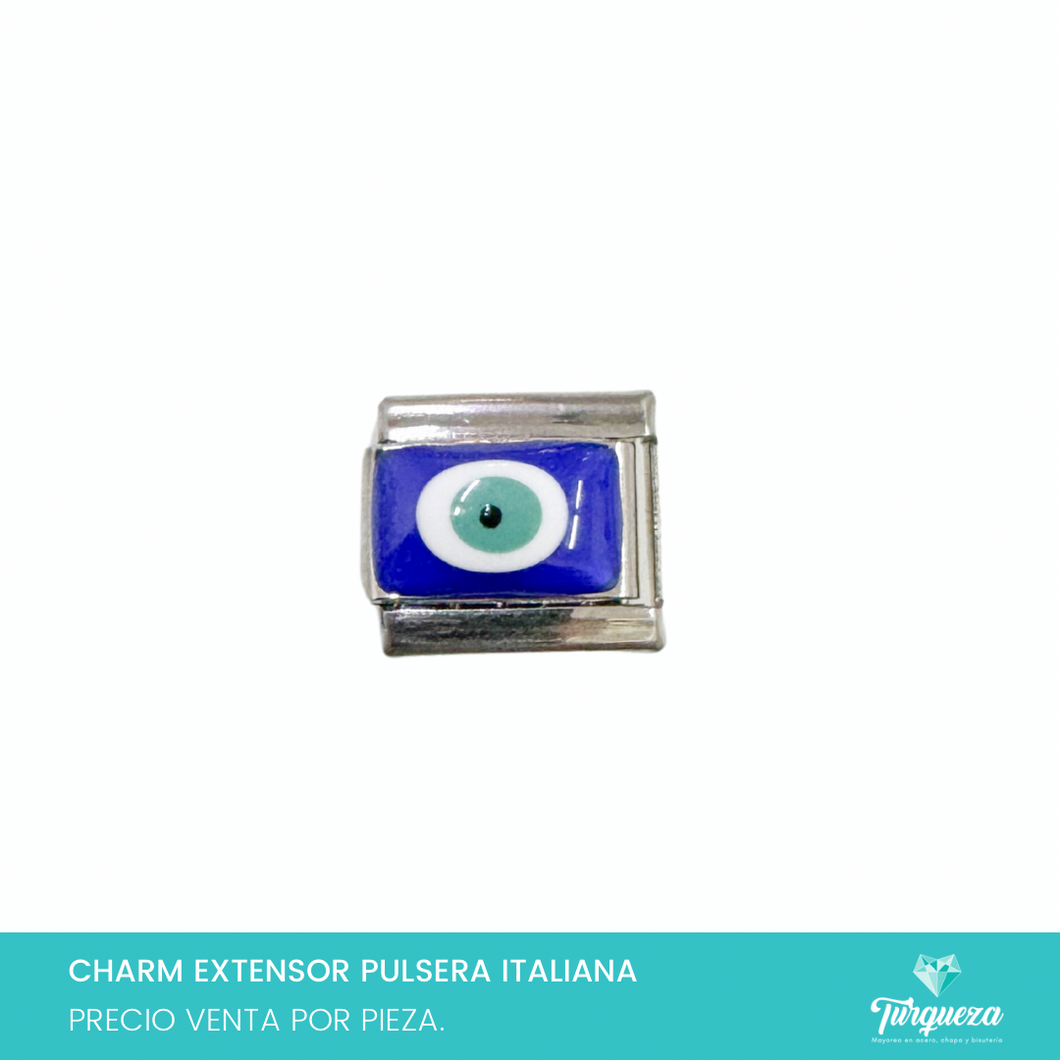 Dije Charm Ojo para Pulsera Tipo Italiana Plateado Acero Inoxidable