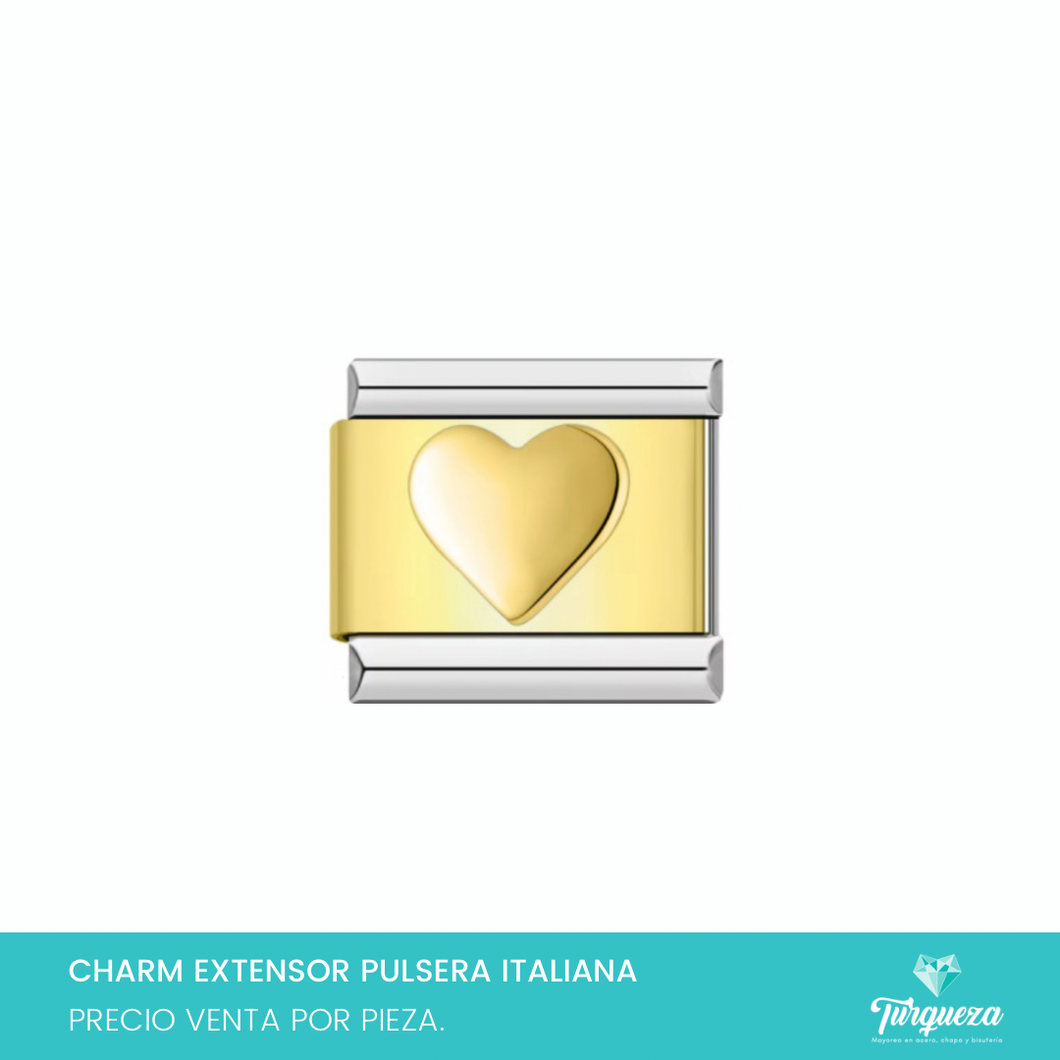 Dije Charm Corazon para Pulsera Tipo Italiana Acero Inoxidable