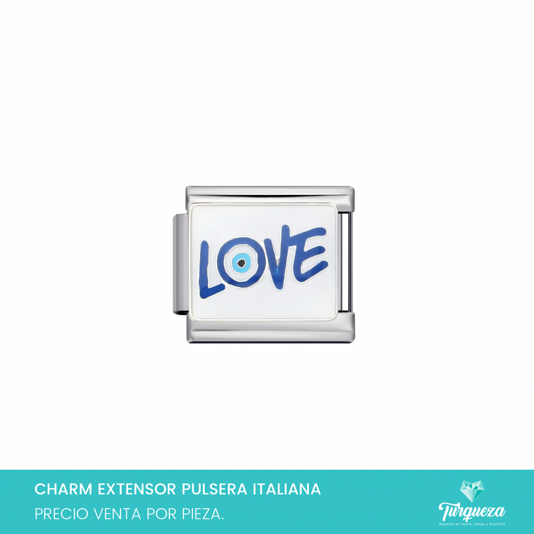 Dije Charm Love para Pulsera Tipo Italiana Plateado Acero Inoxidable