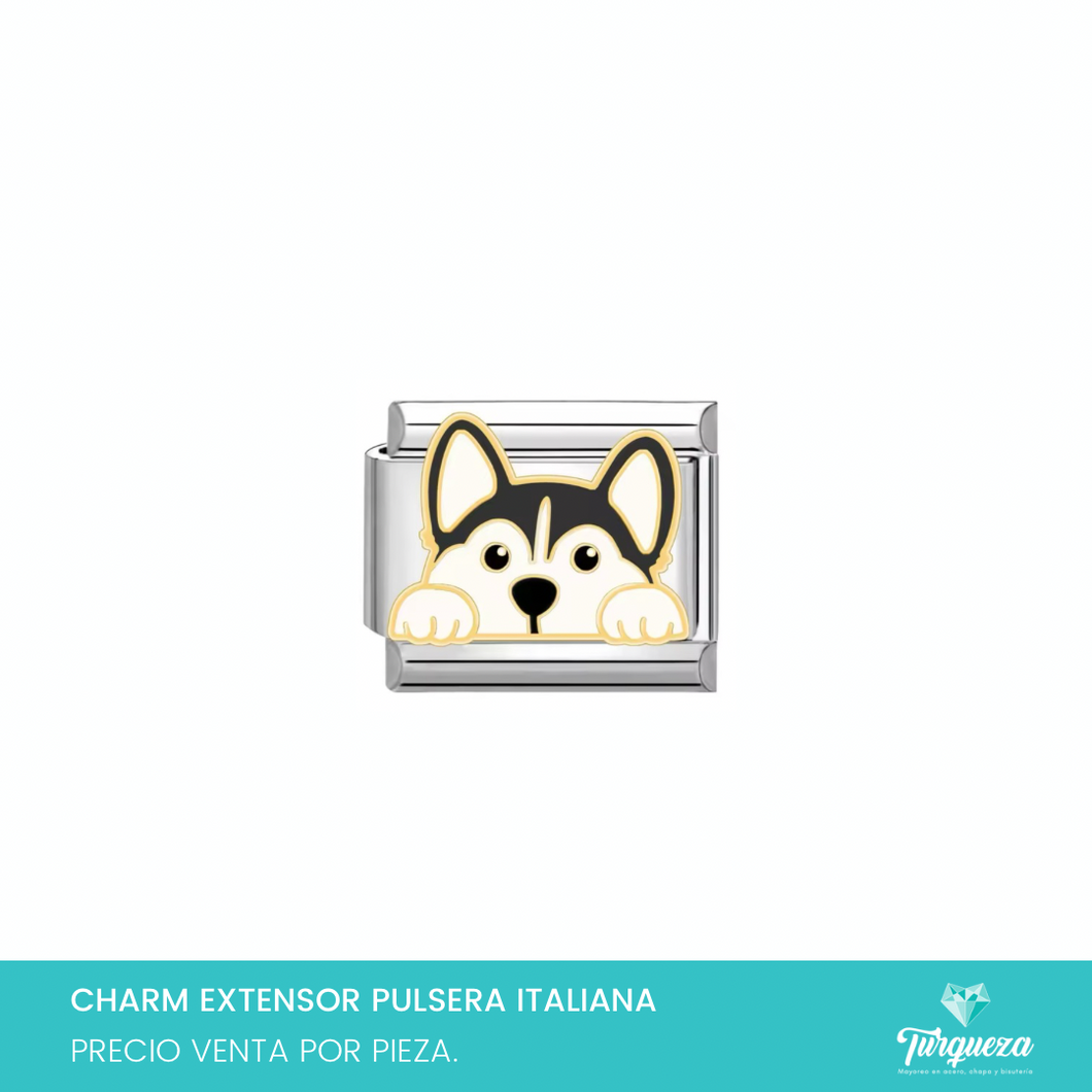 Dije Charm Perrito para Pulsera Tipo Italiana Plateado Acero Inoxidabler