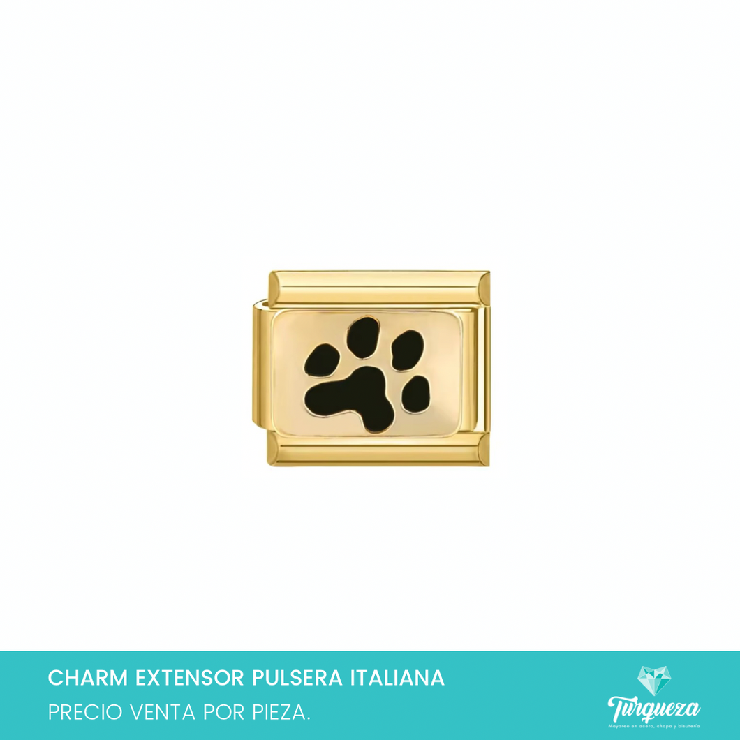 Dije Charm Huella Perro para Pulsera Tipo Italiana Dorado Acero Inoxidable