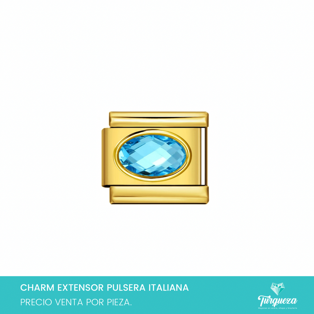Dije Charm Zirconia para Pulsera Tipo Italiana Dorado Acero Inoxidable