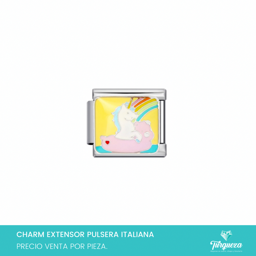 Dije Charm Unicornio para Pulsera Tipo Italiana Plateado Acero Inoxidableo