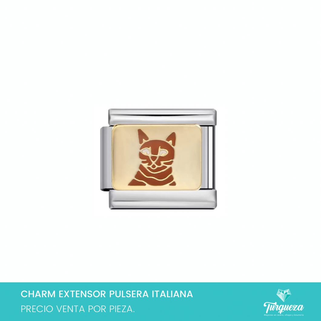 Dije Charm Gato para Pulsera Tipo Italiana Plateado Acero Inoxidable