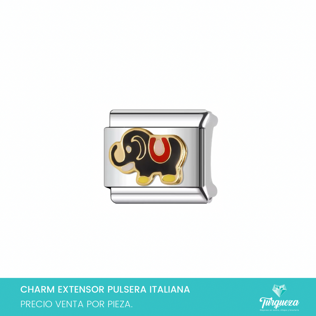 Dije Charm Elefante para Pulsera Tipo Italiana Plateado Acero Inoxidable