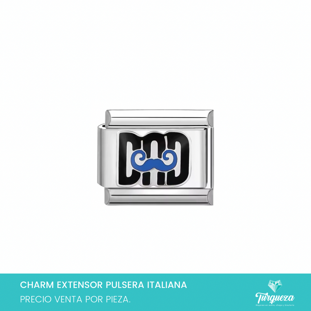 Dije Charm Dad para Pulsera Tipo Italiana Plateado Acero Inoxidable