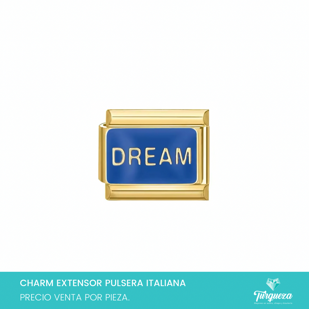 Dije Charm Dream para Pulsera Tipo Italiana Dorado Acero Inoxidable