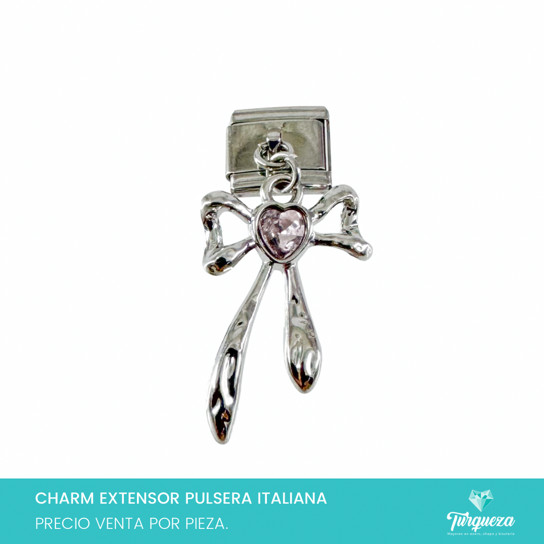Dije Charm Moño Colgante para Pulsera Tipo Italiana Acero Inoxidable