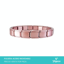 Cargar imagen en el visor de la galería, Pulsera Tipo Italiana Rose Gold Mate (18 charms 8mm x 1cm) Acero Inoxidable
