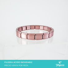 Cargar imagen en el visor de la galería, Pulsera Tipo Italiana Rose Gold Mate (18 charms 8mm x 1cm) Acero Inoxidable
