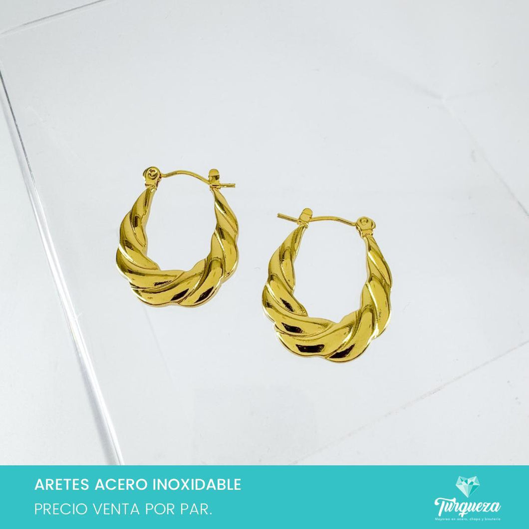 Arete Arracada Dorado 2cm Acero Inoxidable