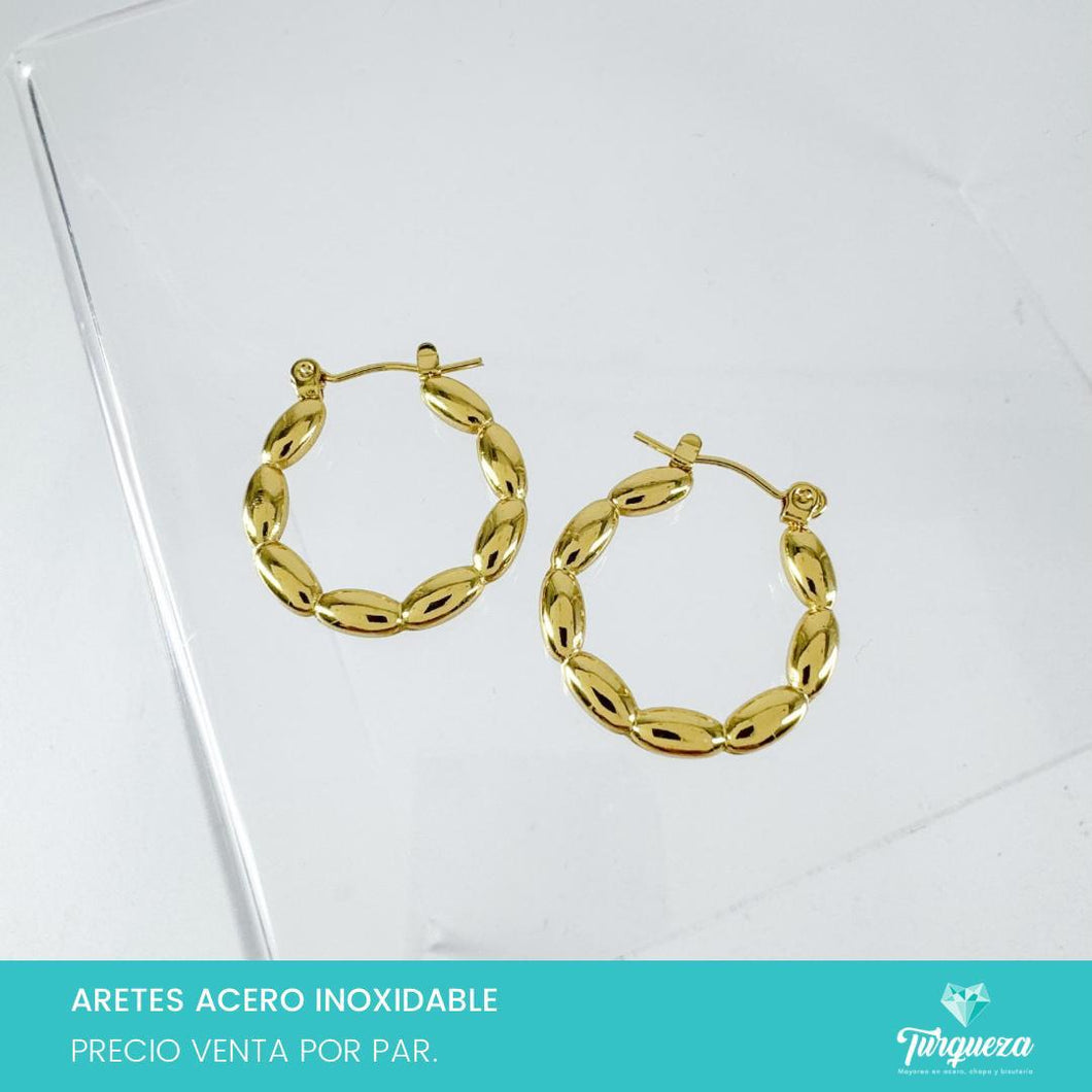 Arete Arracada Dorado 2cm Acero Inoxidable