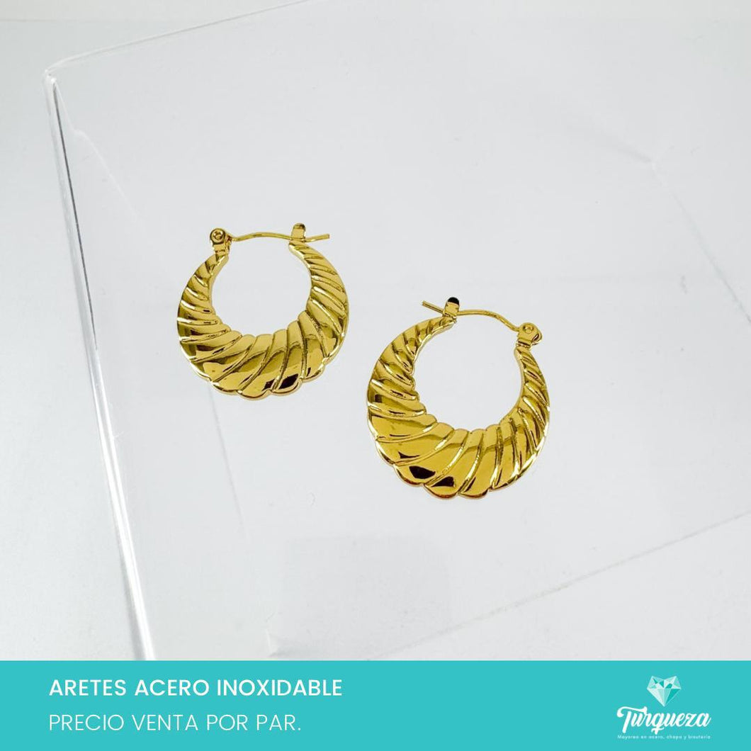 Arete Arracada Dorado 2cm Acero Inoxidable