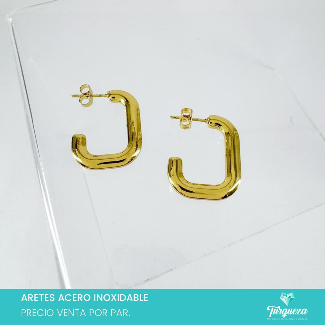 Arete Cuadrado Dorado 2cm Acero Inoxidable