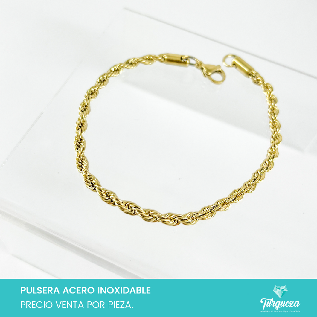 Pulsera Torsal Dorada (22cm-4mm) Acero Inoxidable