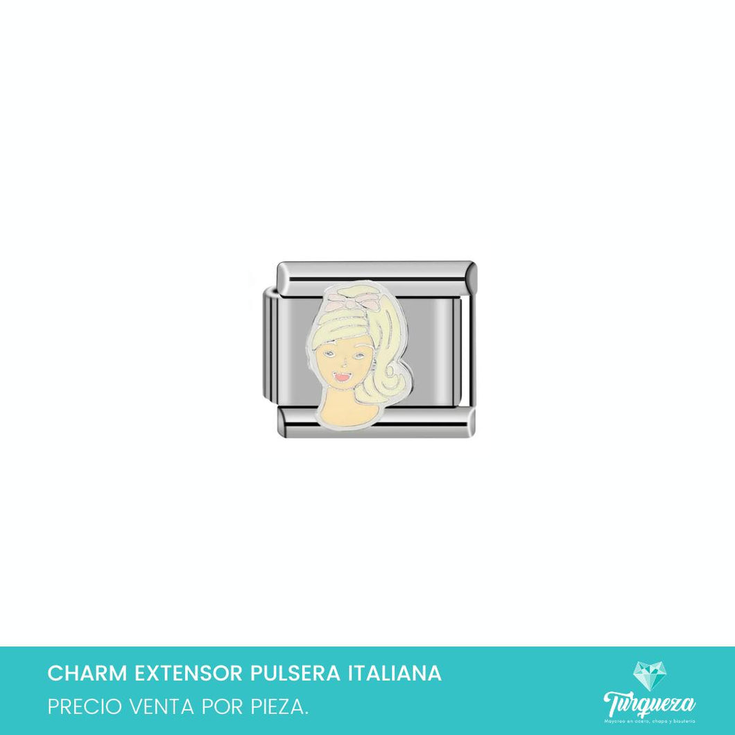 Dije Charm Muñeca para Pulsera Tipo Italiana Plateado Acero Inoxidable