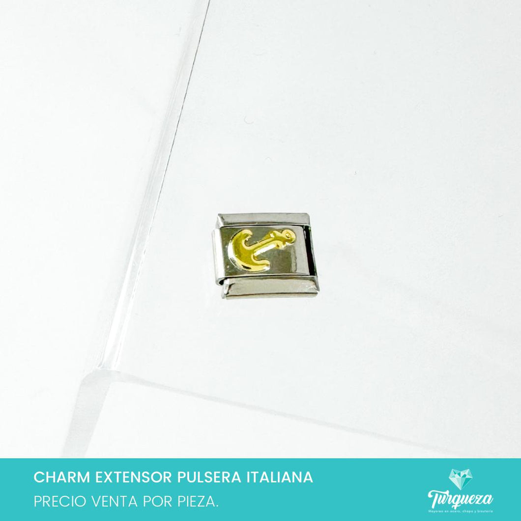 Dije Charm Ancla para Pulsera Tipo Italiana Plateado Acero Inoxidable