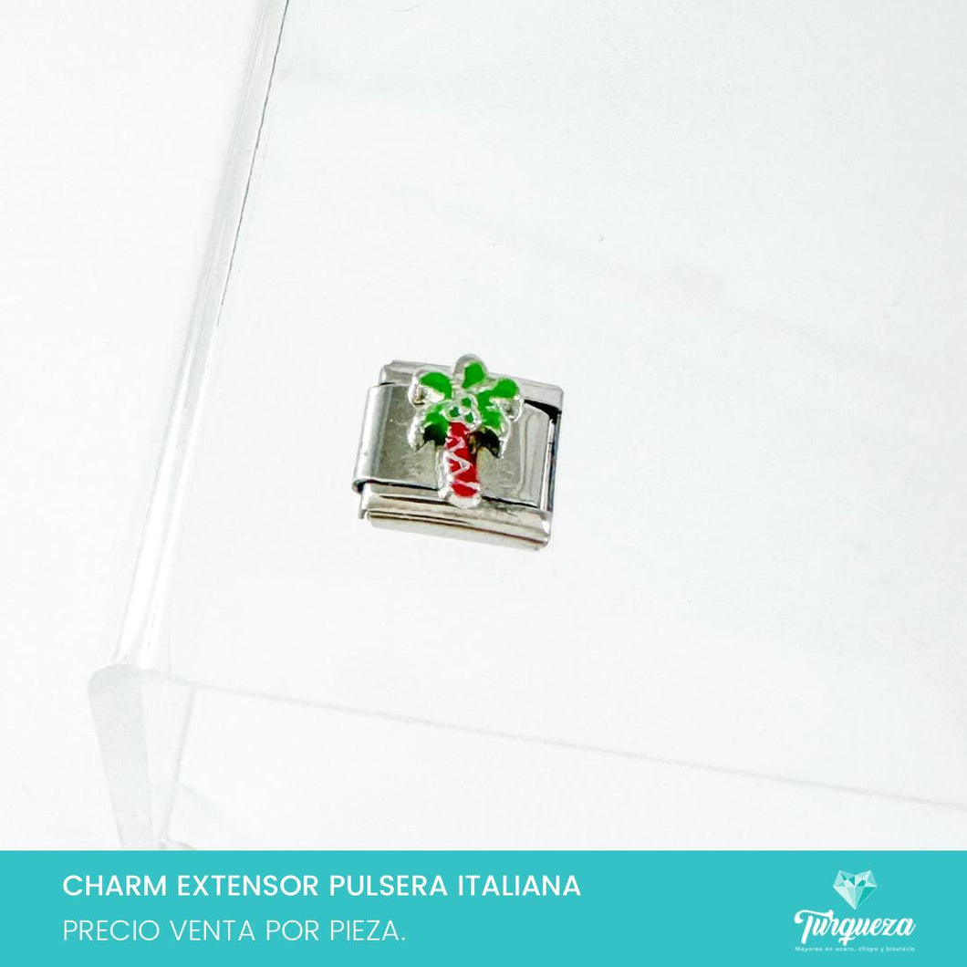 Dije Charm Palmera para Pulsera Tipo Italiana Plateado Acero Inoxidable