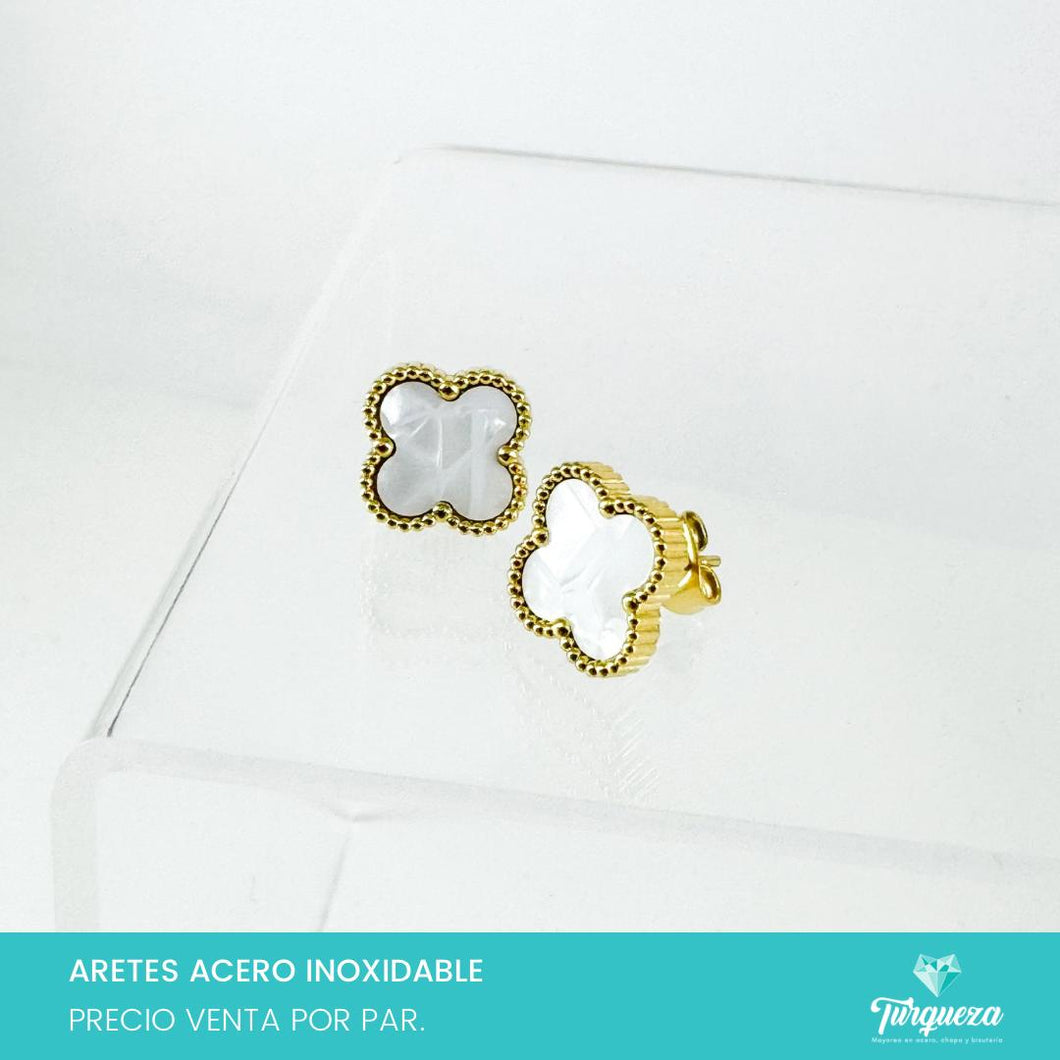 Arete Dupe VC Trebol Dorado Acero Inoxidable