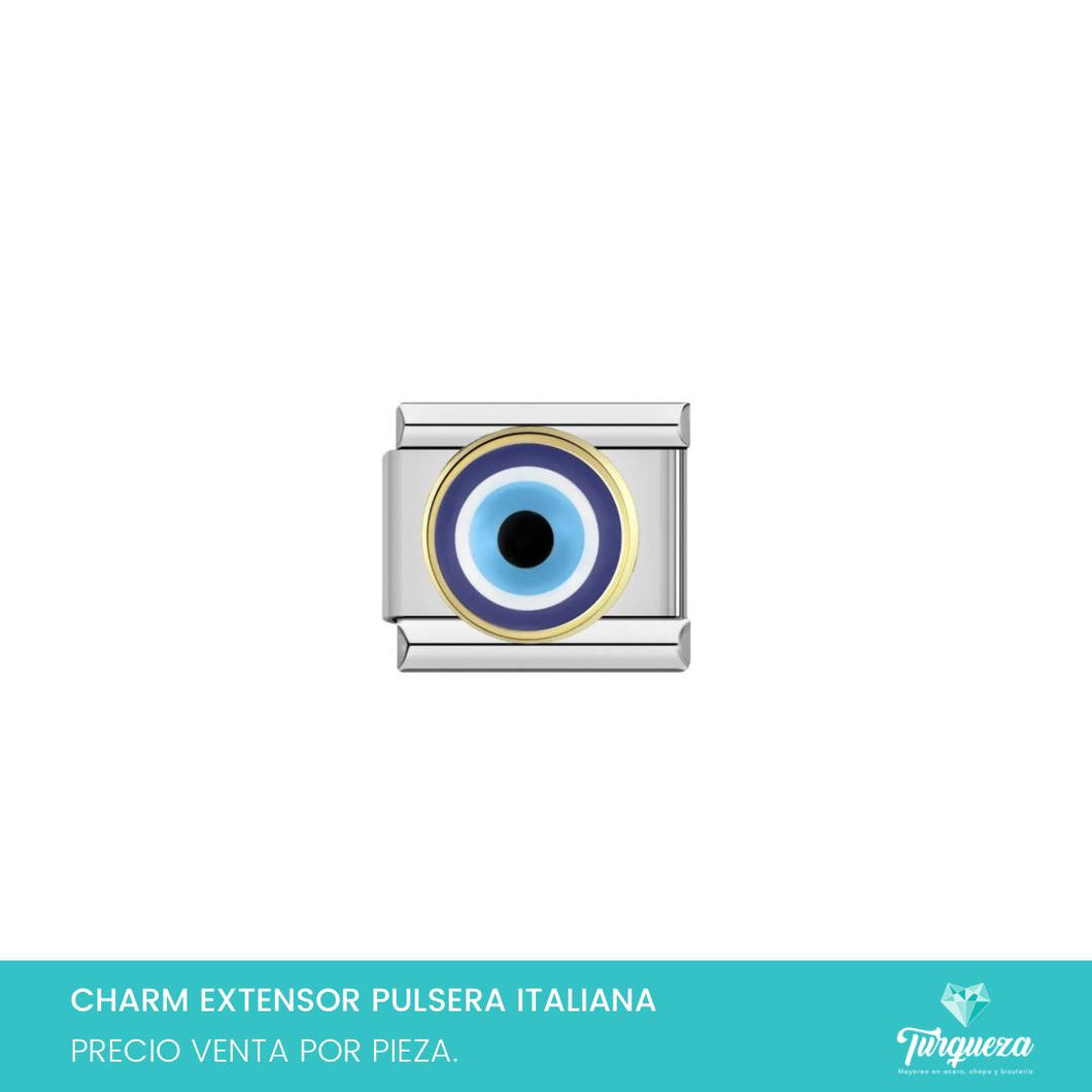 Dije Charm Ojo para Pulsera Tipo Italiana Plateado Acero Inoxidable