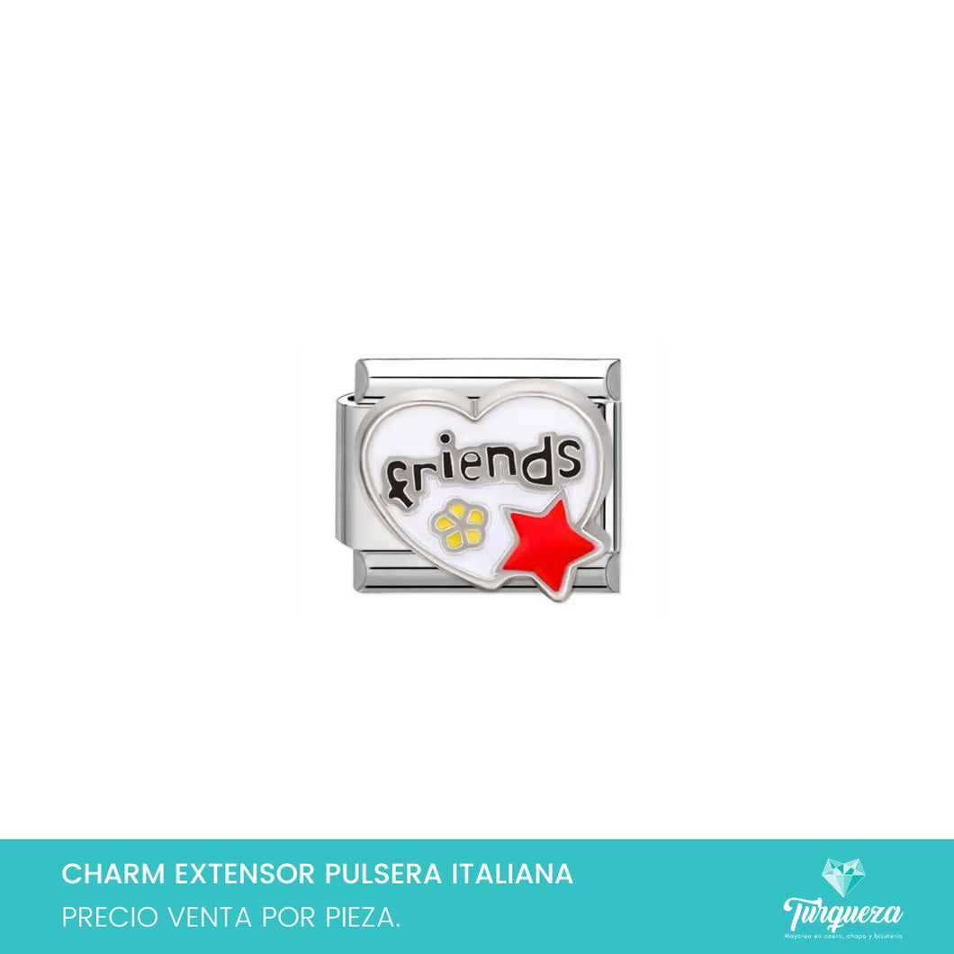 Dije Charm Friends para Pulsera Tipo Italiana Plateado Acero Inoxidable