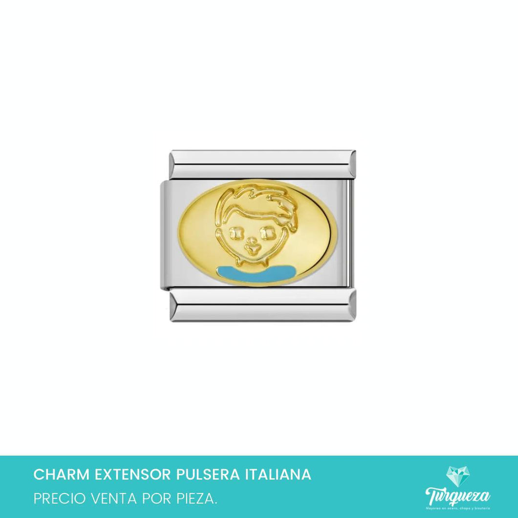 Dije Charm Niño para Pulsera Tipo Italiana Plateado Acero Inoxidable