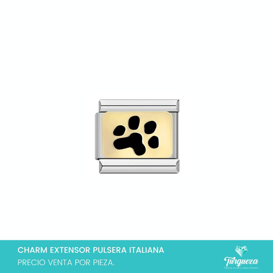 Dije Charm Huella Perro para Pulsera Tipo Italiana Plateado Acero Inoxidable