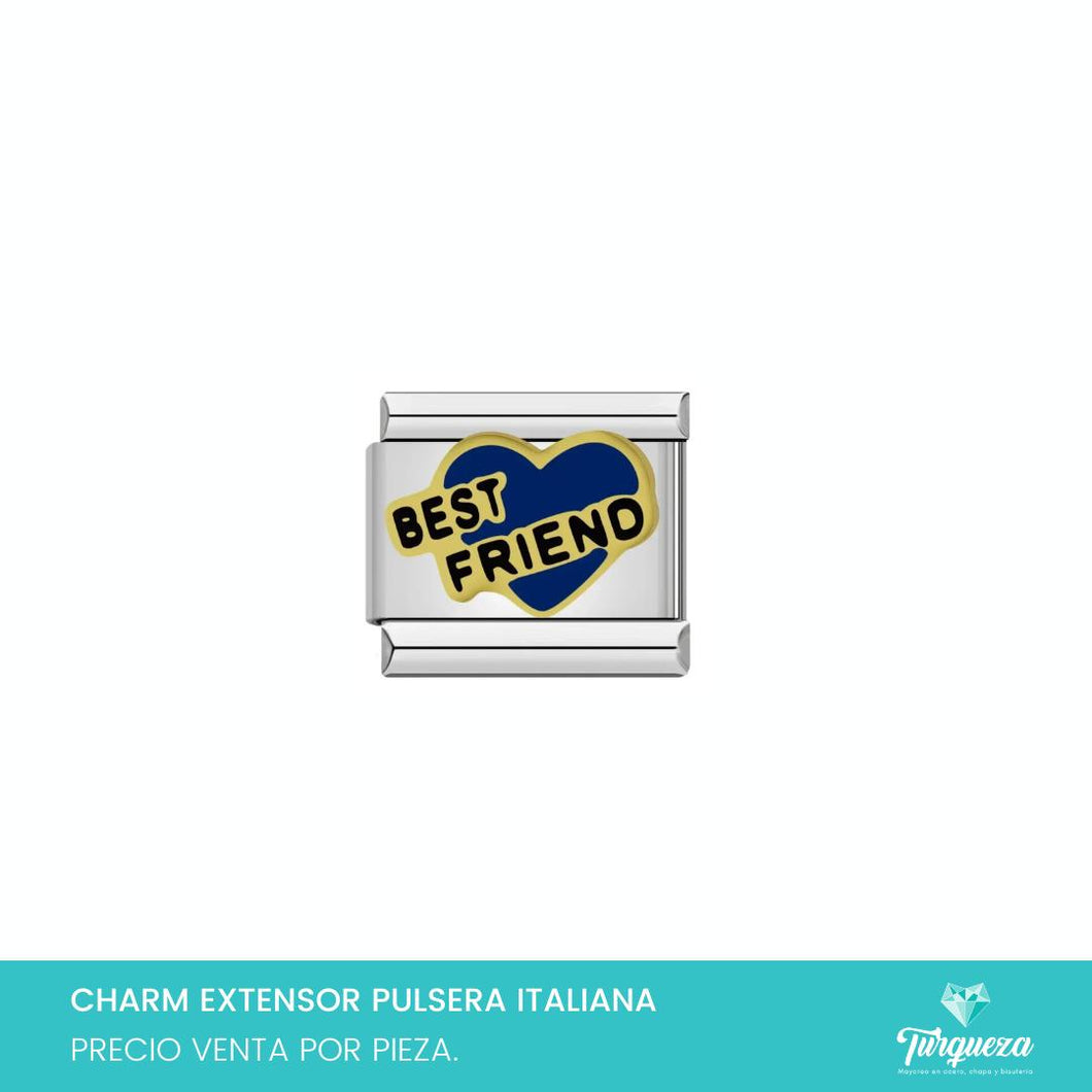 Dije Charm Best Friends para Pulsera Tipo Italiana Plateado Acero Inoxidable