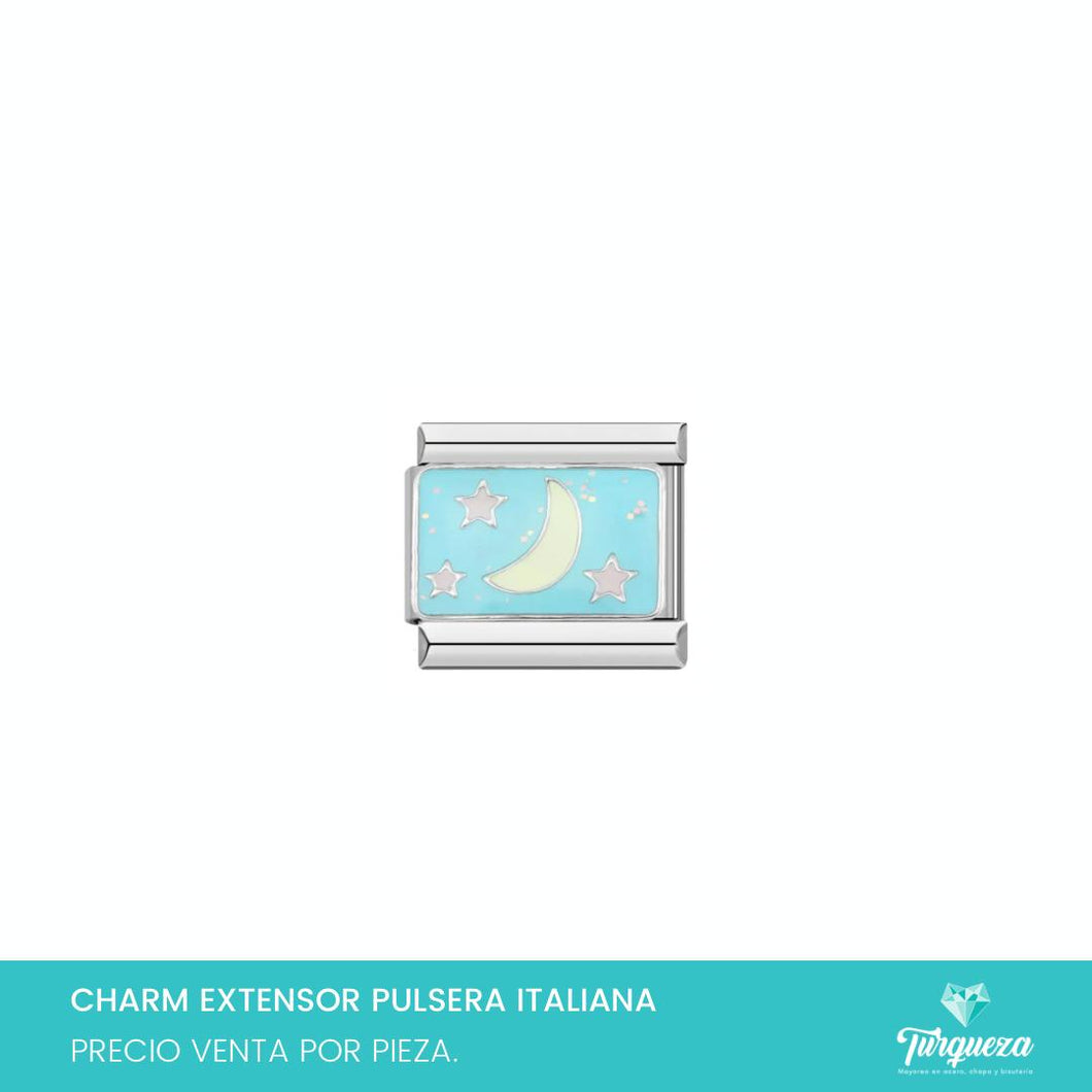 Dije Charm Luna para Pulsera Tipo Italiana Plateado Acero Inoxidable