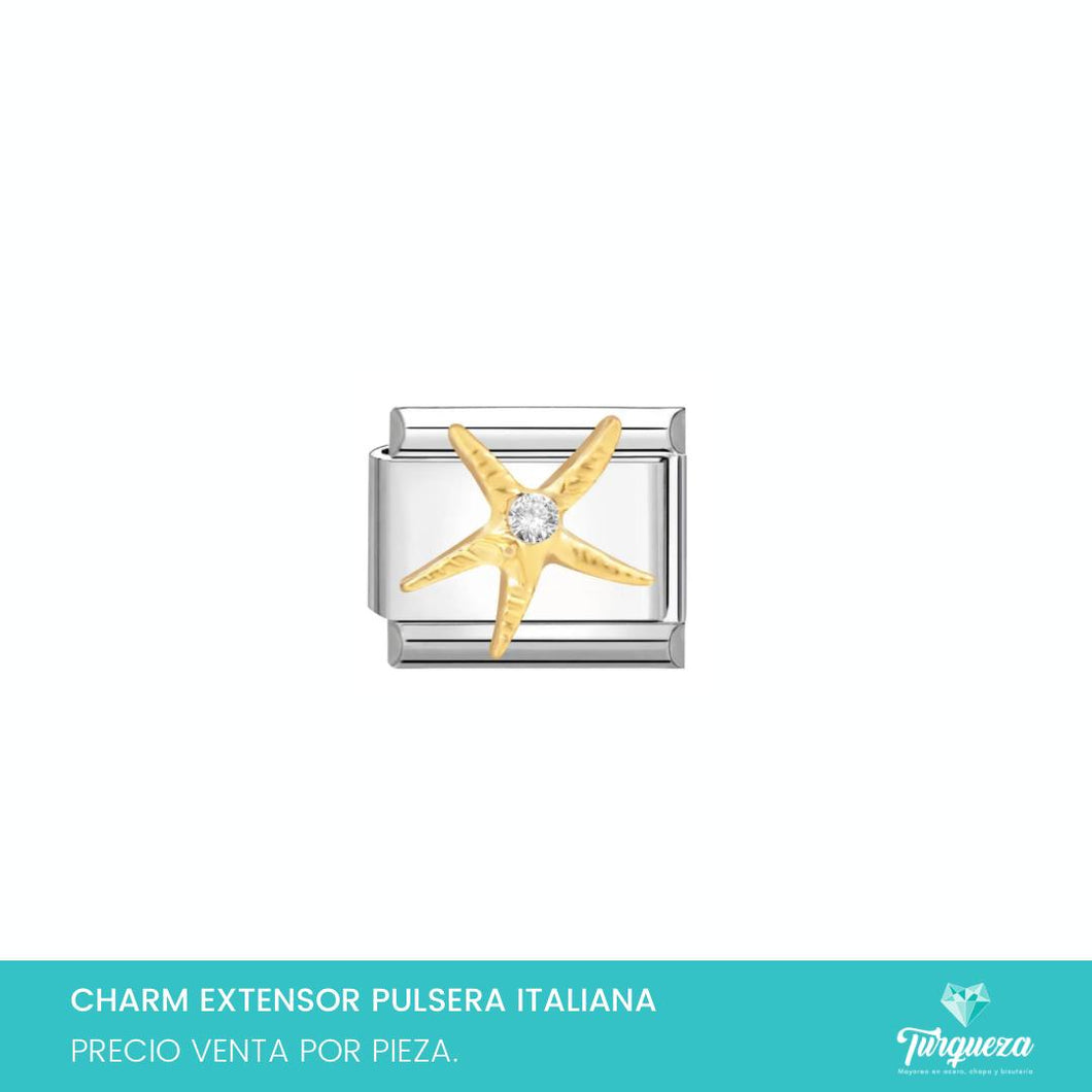 Dije Charm Estrella de Mar para Pulsera Tipo Italiana Plateado Acero Inoxidable