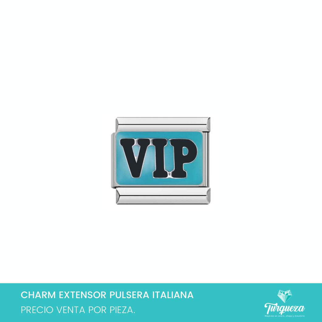 Dije Charm VIP para Pulsera Tipo Italiana Plateado Acero Inoxidable