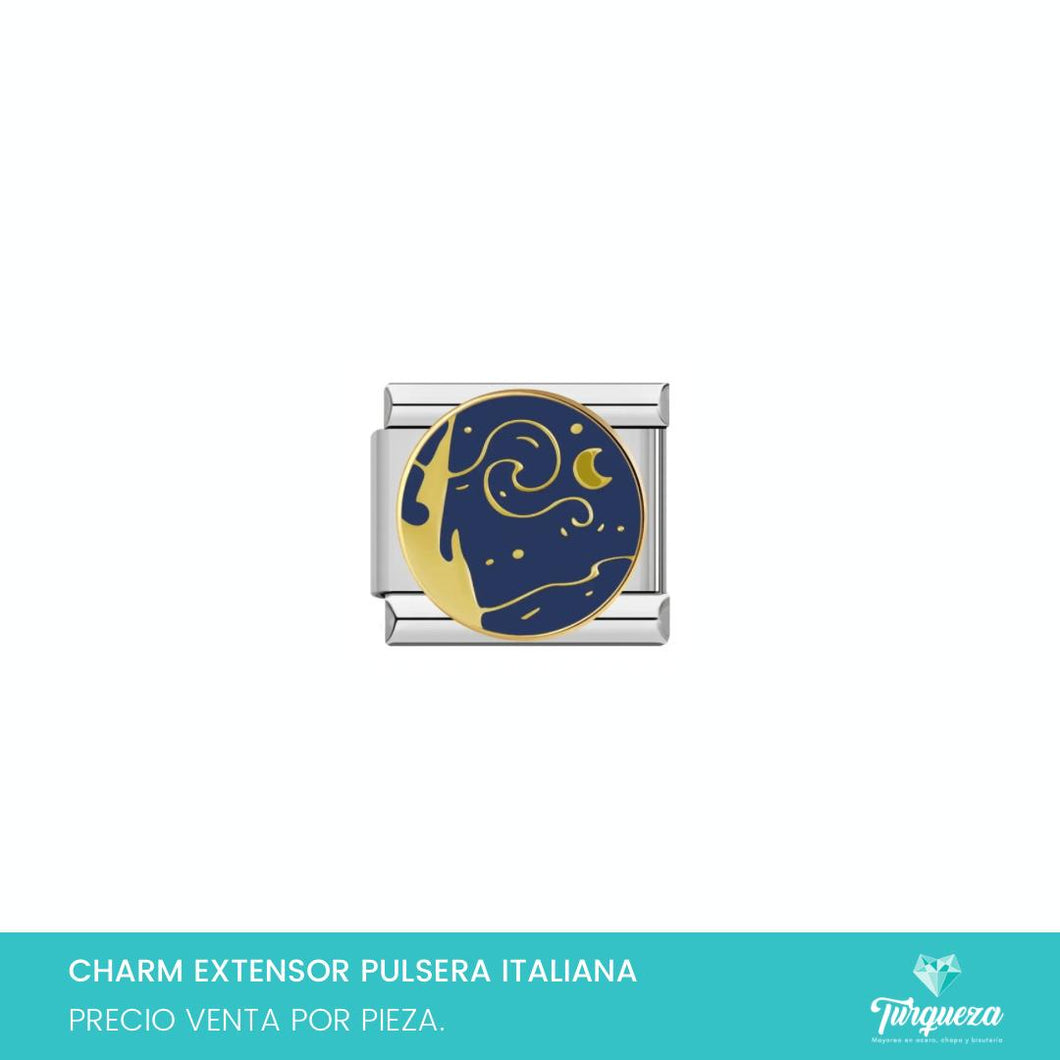 Dije Charm Noche para Pulsera Tipo Italiana Plateado Acero Inoxidable