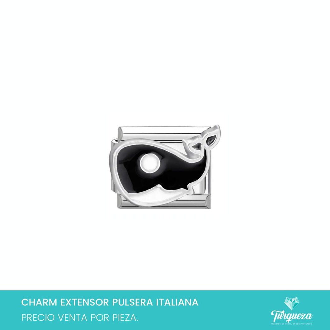 Dije Charm Ballena para Pulsera Tipo Italiana Plateado Acero Inoxidable