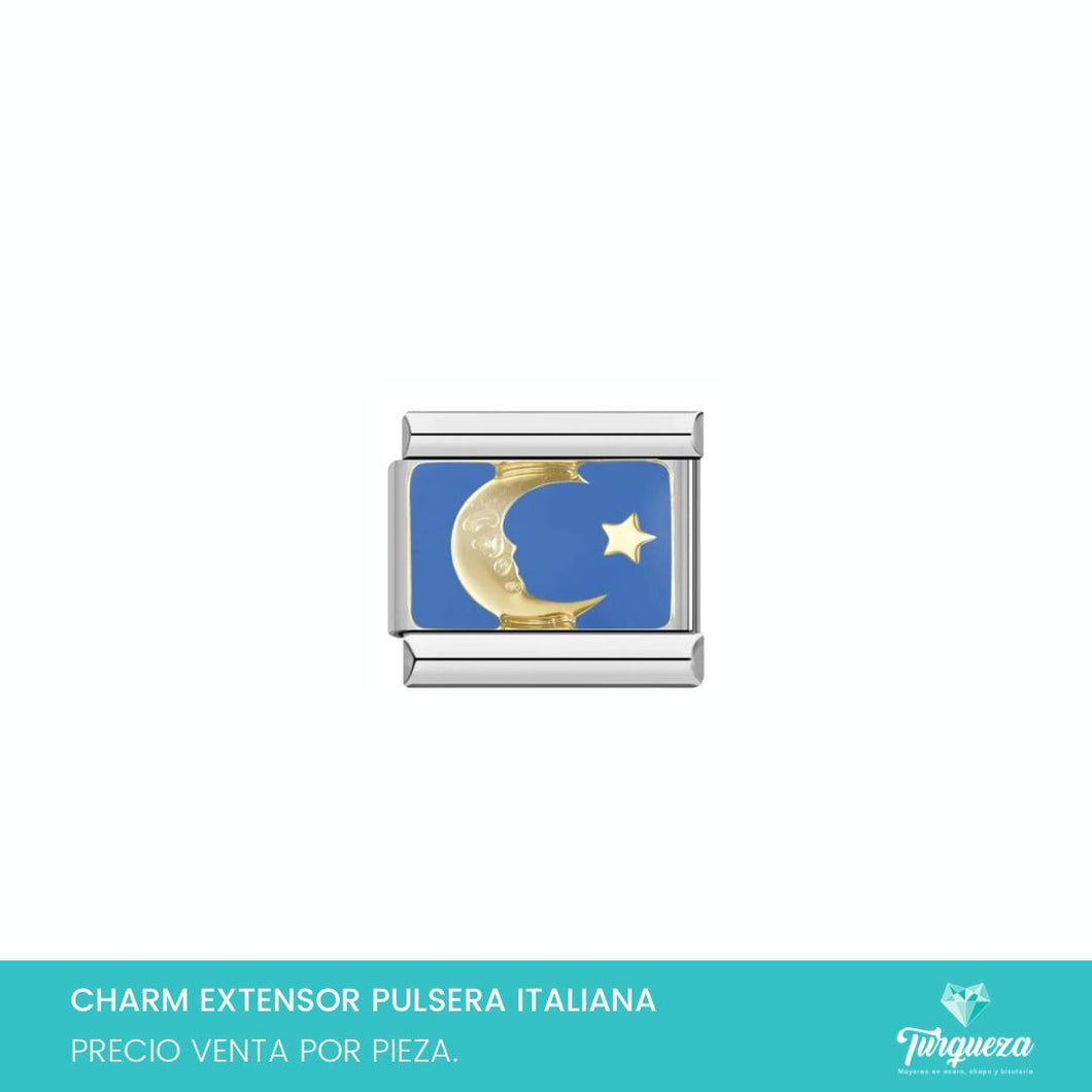 Dije Charm Luna para Pulsera Tipo Italiana Plateado Acero Inoxidable