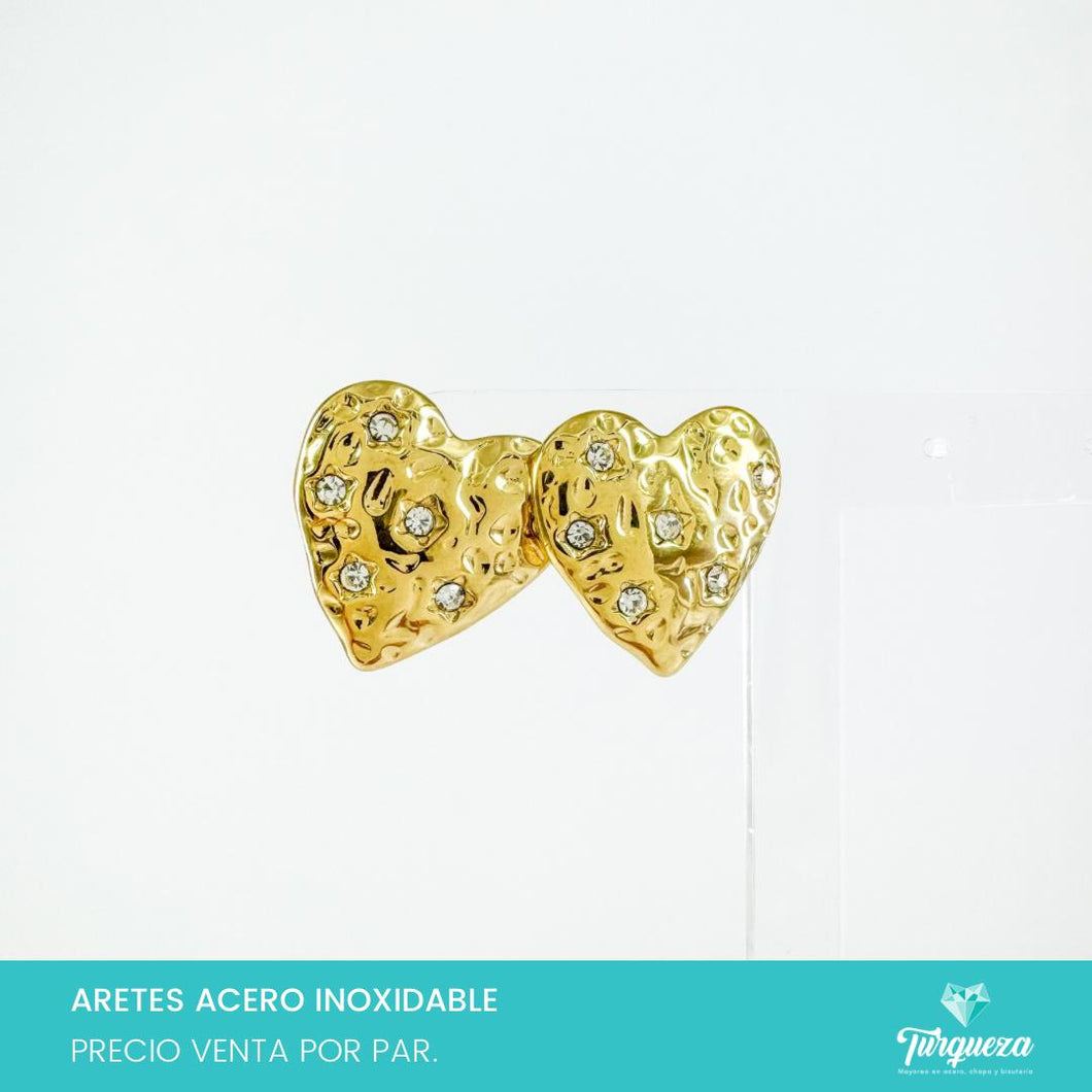 Arete Golden Corazon Dorado 2.5cm Acero Inoxidable