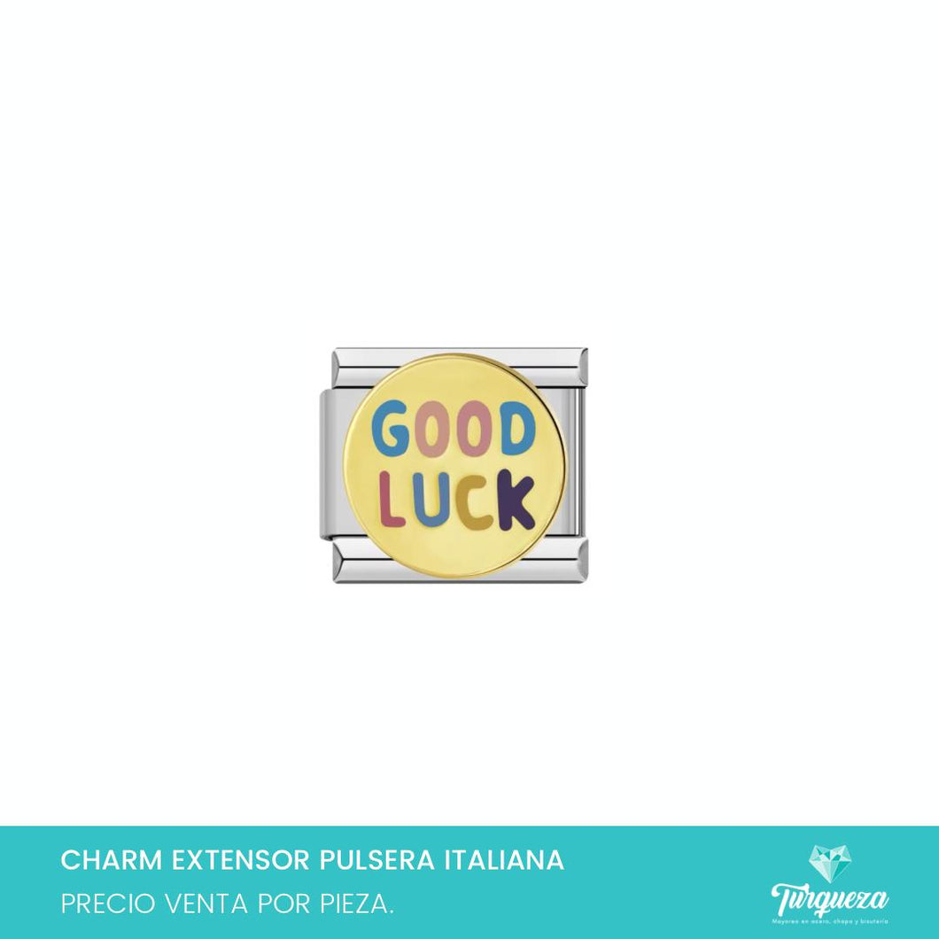 Dije Charm Good Luck  para Pulsera Tipo Italiana Plateado Acero Inoxidable