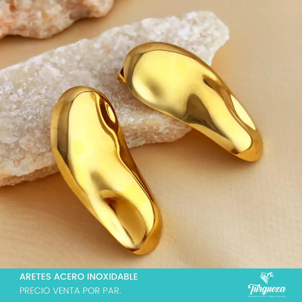 Arete Golden Chunky 3 Dorado 4cm Acero Inoxidable