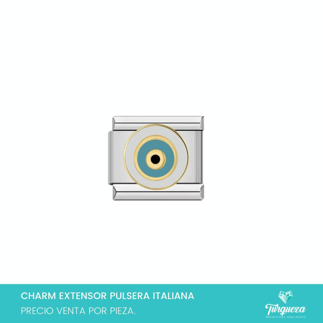 Dije Charm Ojo para Pulsera Tipo Italiana Plateado Acero Inoxidable