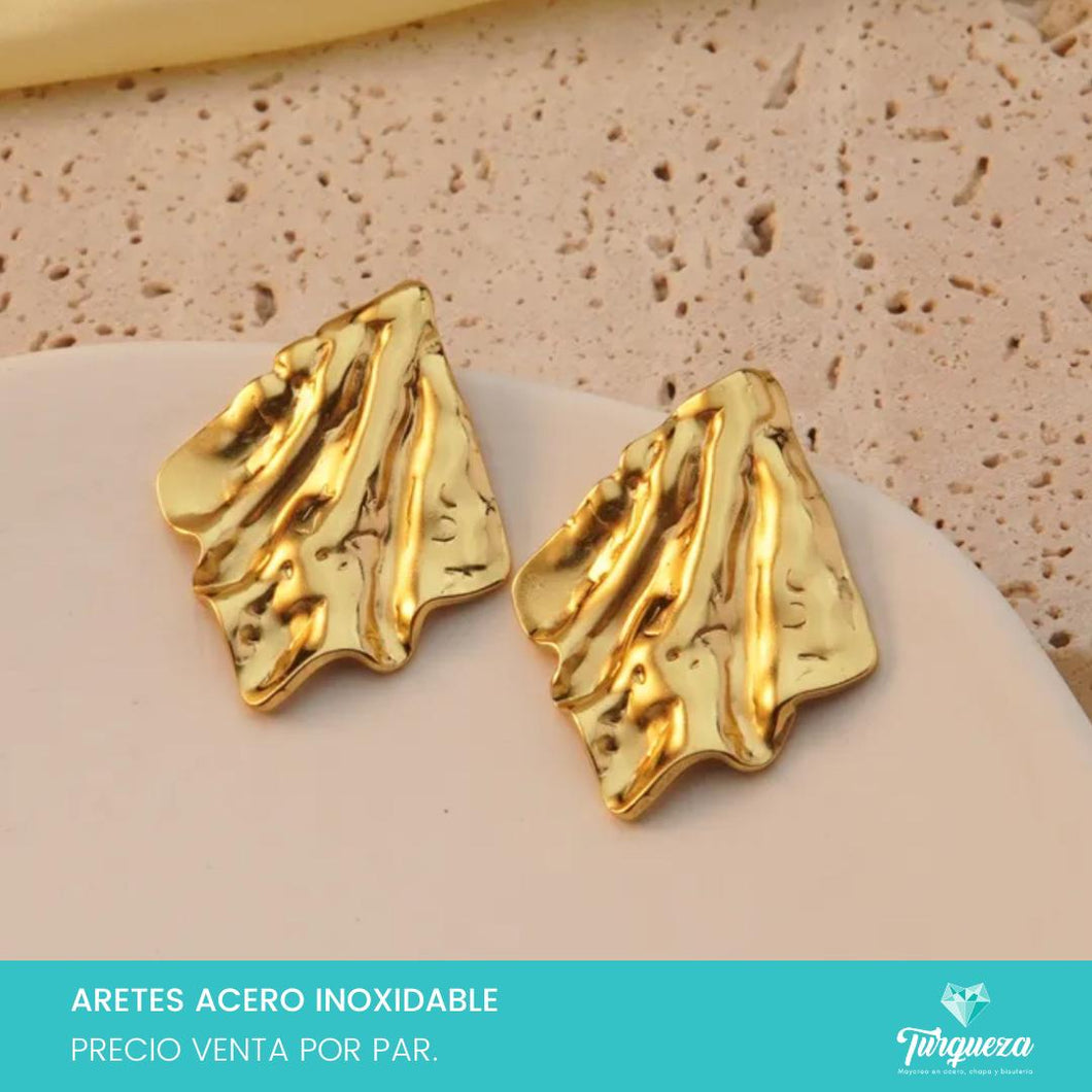 Arete Golden Ondas 3 Dorado 3.5cm Acero Inoxidable