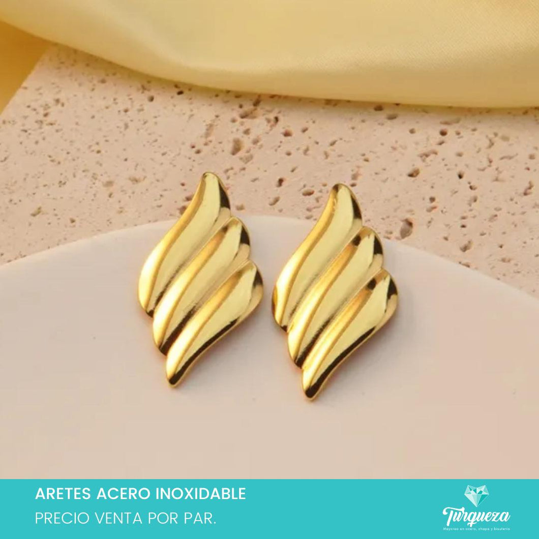 Arete Golden Ondas 2 Dorado 3.5cm Acero Inoxidable