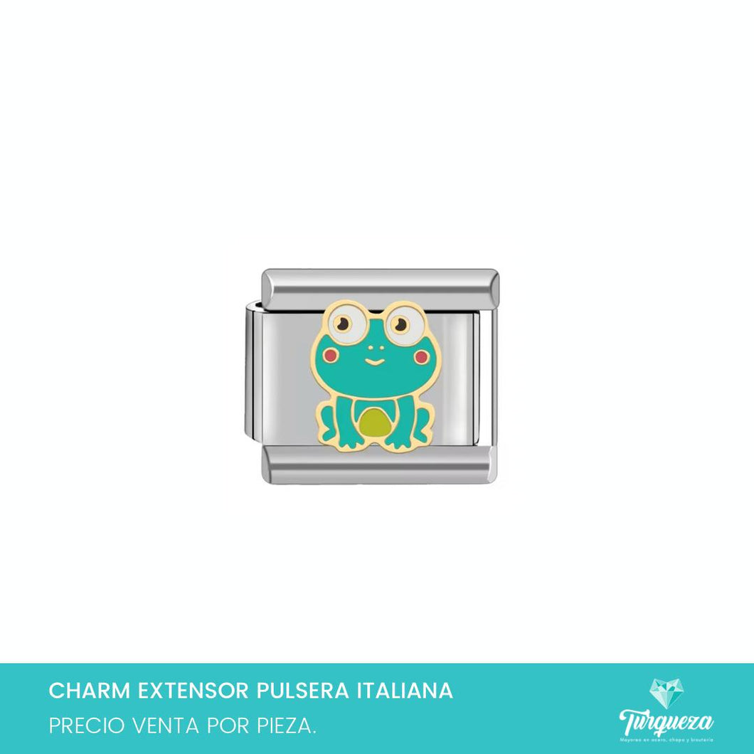 Dije Charm Rana para Pulsera Tipo Italiana Plateado Acero Inoxidable