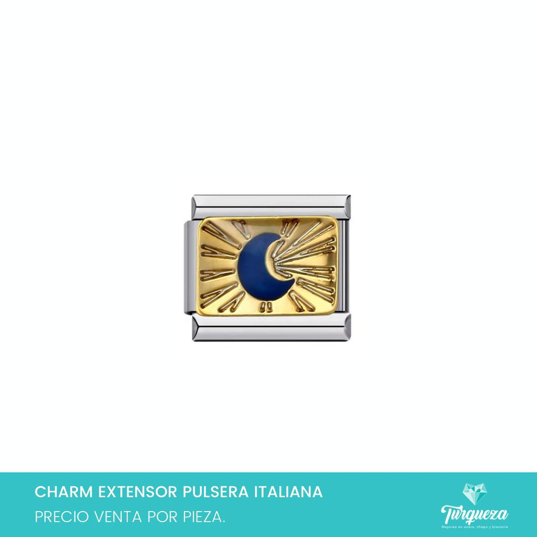 Dije Charm Luna para Pulsera Tipo Italiana Plateado Acero Inoxidable