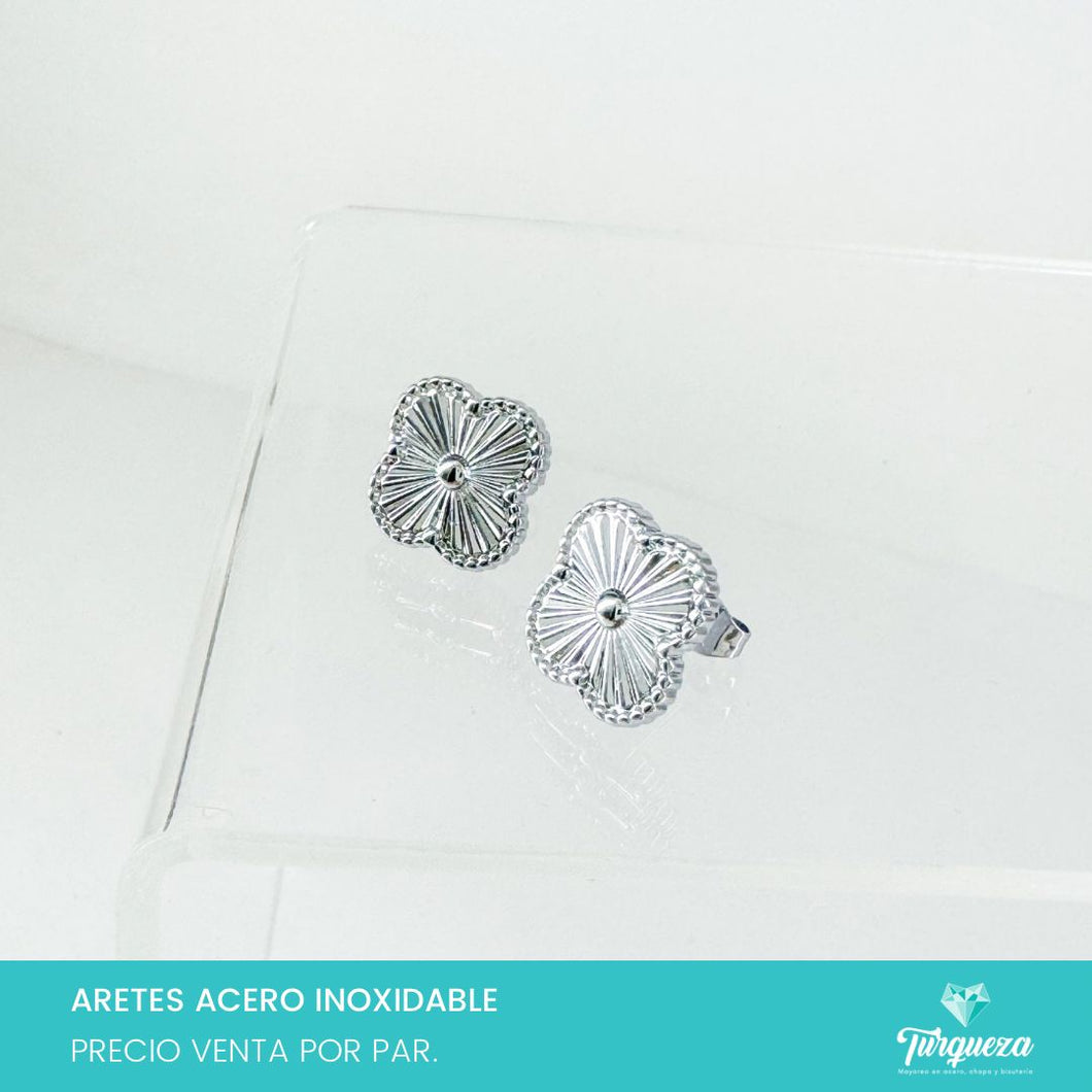 Arete Dupe VC Trebol Plateado Acero Inoxidable