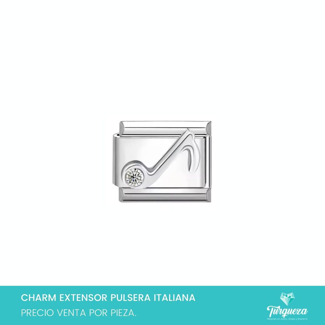 Dije Charm Musica 3D para Pulsera Tipo Italiana Plateado Acero Inoxidable