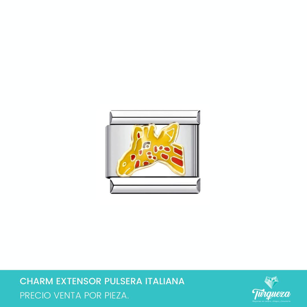 Dije Charm Jirafa para Pulsera Tipo Italiana Plateado Acero Inoxidable