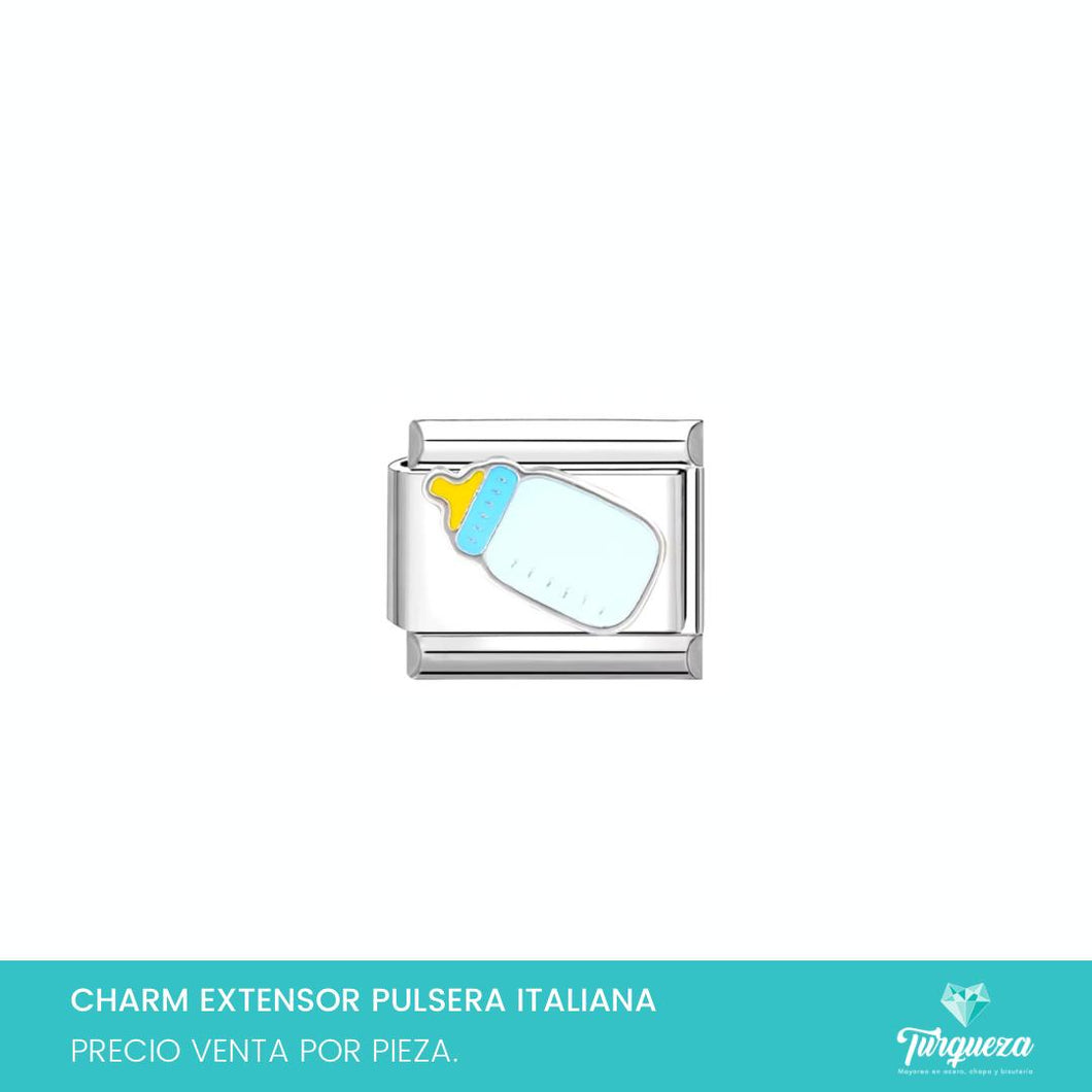 Dije Charm Biberon para Pulsera Tipo Italiana Plateado Acero Inoxidable