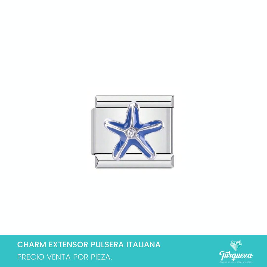 Dije Charm Estrella de Mar 3D para Pulsera Tipo Italiana Plateado Acero Inoxidable