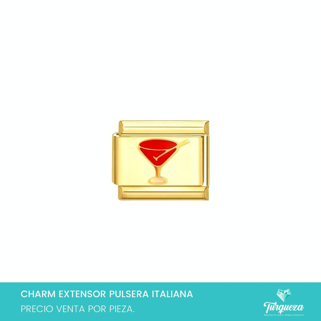 Dije Charm Copa para Pulsera Tipo Italiana Dorado Acero Inoxidable